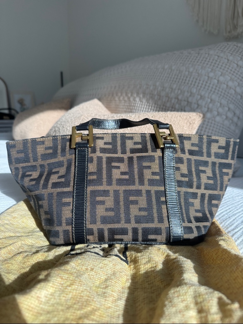 Fendi Zucca Mini Tote Bag Vintage FF Logo Brown Canvas Authenticated w/ COA - Picture 6 of 13